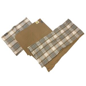 AMAN fabric table runner with 8 pack of placemats plaid reversible NEW WITH TAGS